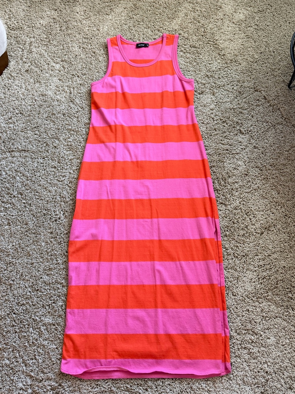 Pink/Orange Stripe Midi Dress Sz M